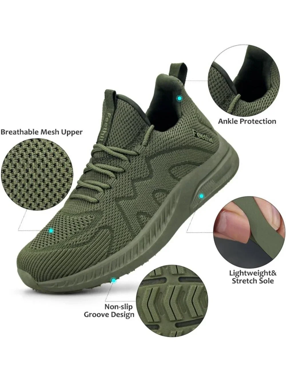 🆕Women's Army Green Running Shoes Non Slip Gym Tennis Walking Workout Sneakers